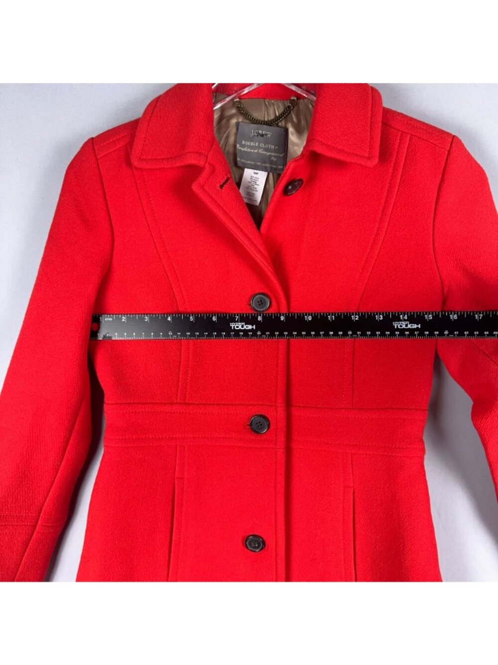 J. Crew Red Double Cloth Wool Coat Size 00Petite Fully Lined Winter Outerwear - Picture 7 of 10